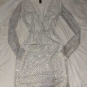 Elegant White and Silver Studded Dress